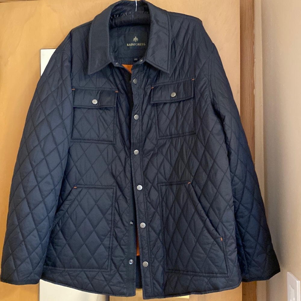 NWOT Rainforest men quilted black jacket size 2 XL